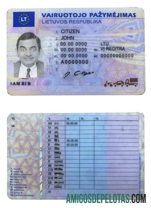 Carta de condução da Lituânia (Litva) exemplo real